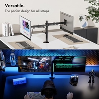 VonHaus Double Arm Desk MountMonitor stands taking up too much desk space? Then take a look at the fully adjustable VonHaus Double Arm Desk Mount! A stylish and convenient way to free up space on overloaded desks